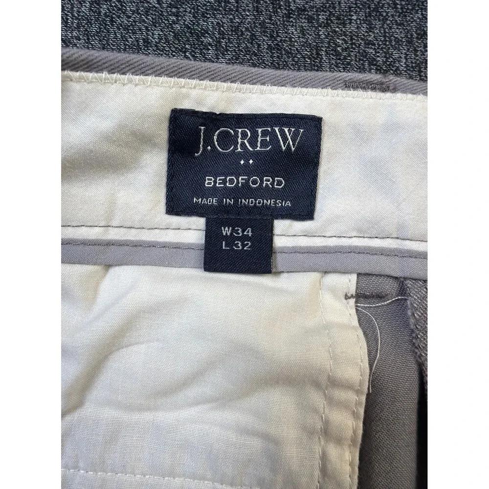 J.Crew Bedford Gray Micro Pattern Chino Pants Mens 34x32 Straight Leg Cotton - Picture 3 of 5